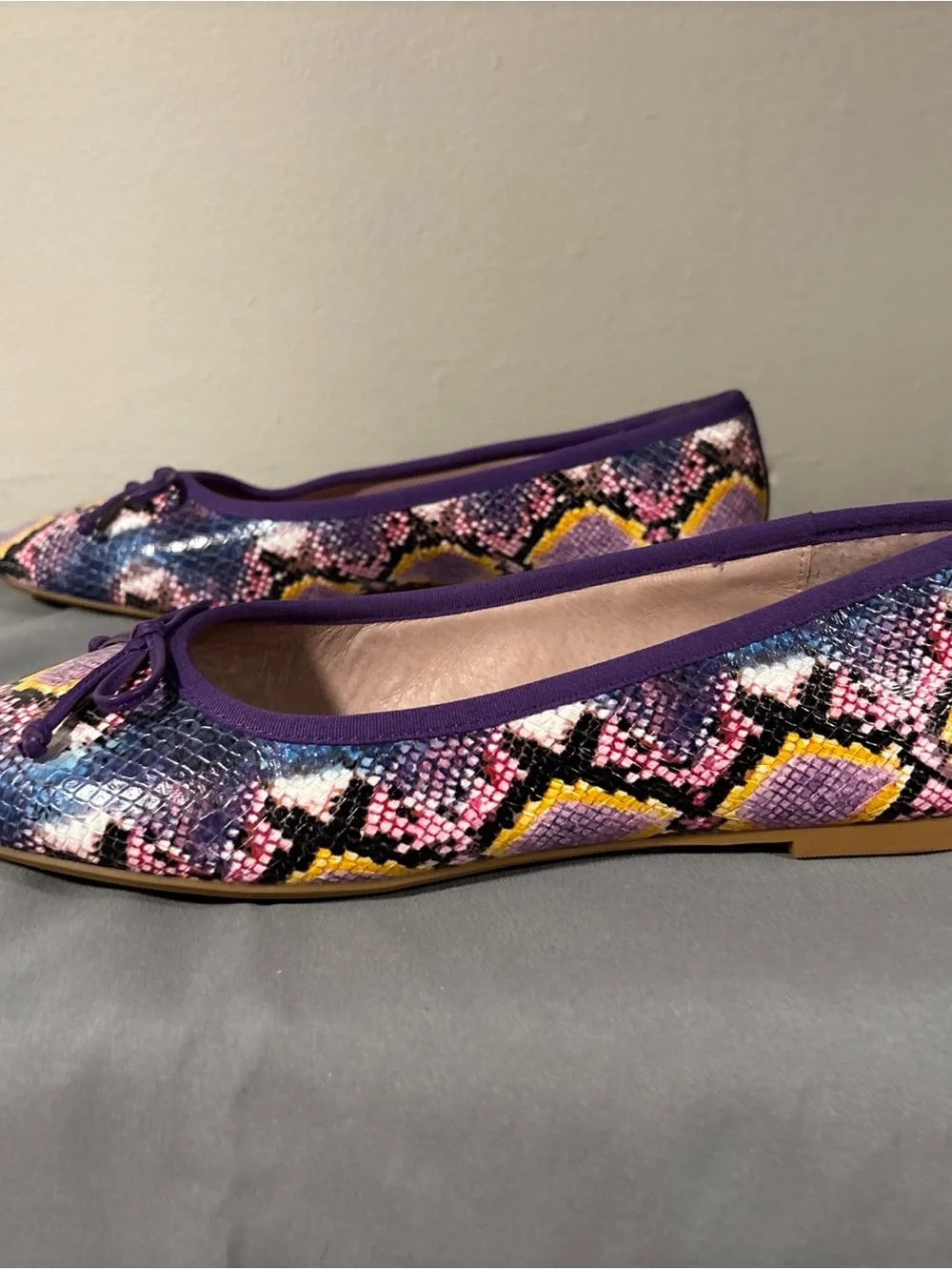 Delta Purple Multicolor Snake-Print Ballet Flats